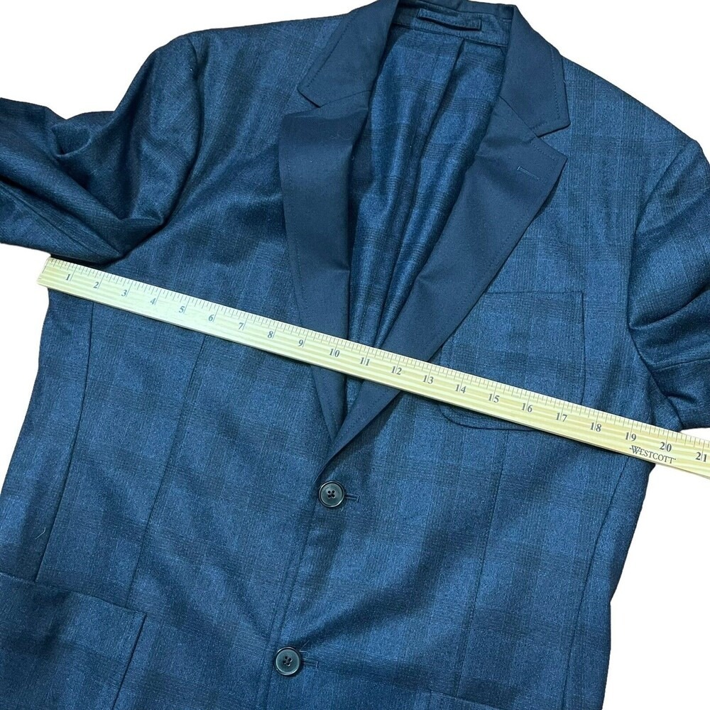 Salvatore Ferragamo Plaid Sport Coat Men's 40R EU50R Blue 2 Button Wool Blend - Picture 11 of 13